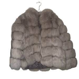 Luxury Frosted White/Grey Faux Fur Statement Jacket - Size S